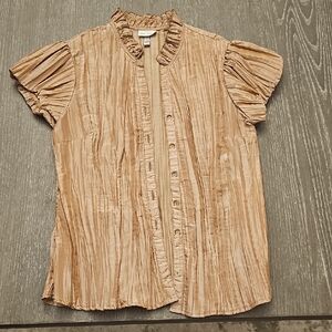 Harve Benard Beige Ruffled Blouse